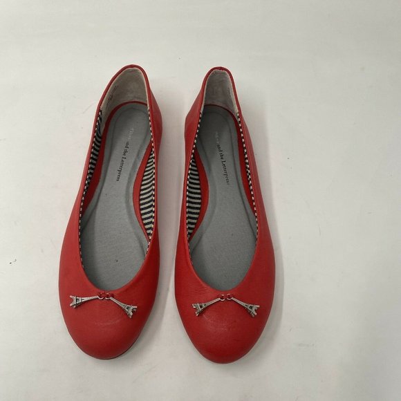 Anthropologie Pilcro Paris Eiffel Tower Red Ballet Flats 6 France Round … - Picture 3 of 11